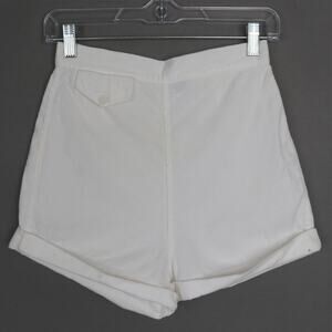 Vintage 1970s White Corduroy Short Shorts / Hot Pants XS